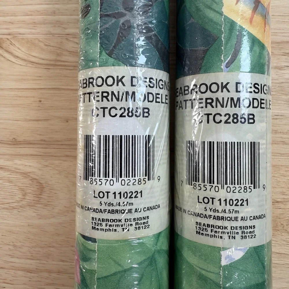 (2) Seabrook Designs Vintage‎ Tropical Border Wallpaper Toucan 10 Yard CTC285B